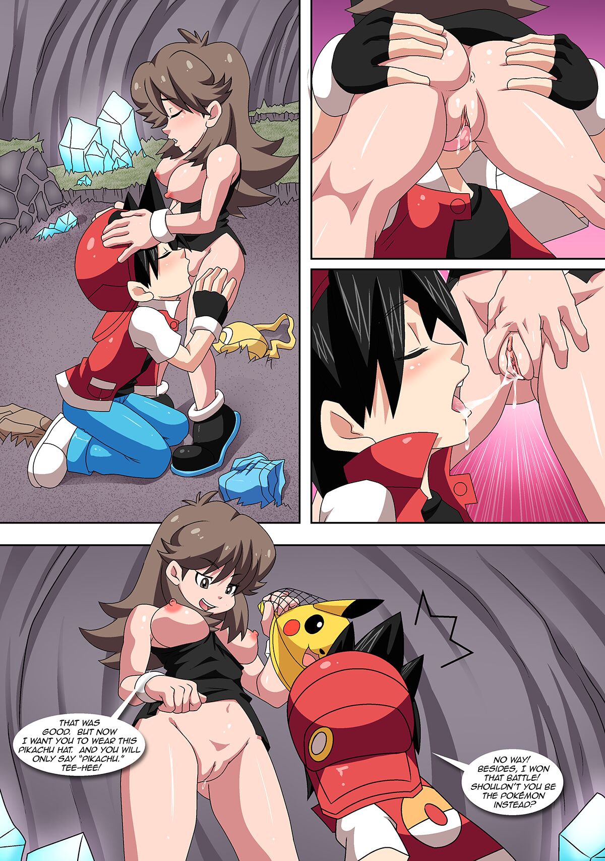 bbmbbf big_breasts comic cum leaf_(pokemon) lucky_me oral palcomix pokemon pokepornlive pussylicking red_(pokemon)