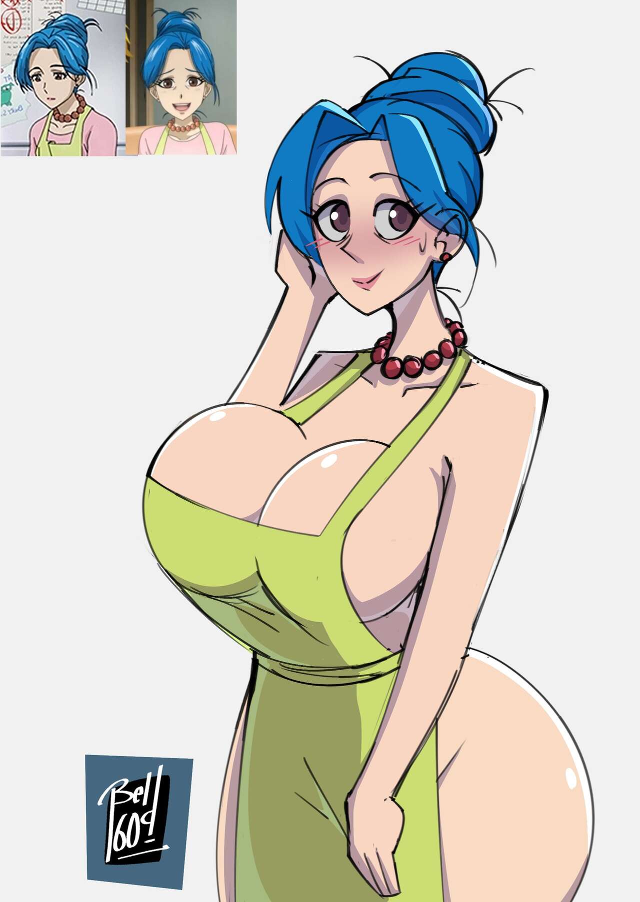 Hentai Busty â€“ apron only big breasts blue hair death tome marge simpson  milf the simpsons â€“ Hentai Busty