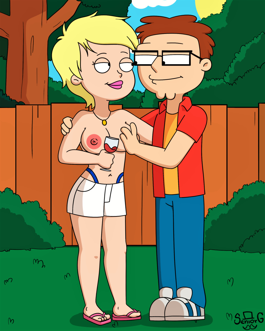 Hentai Busty American Dad Breasts Erect Nipples Glasses Holding