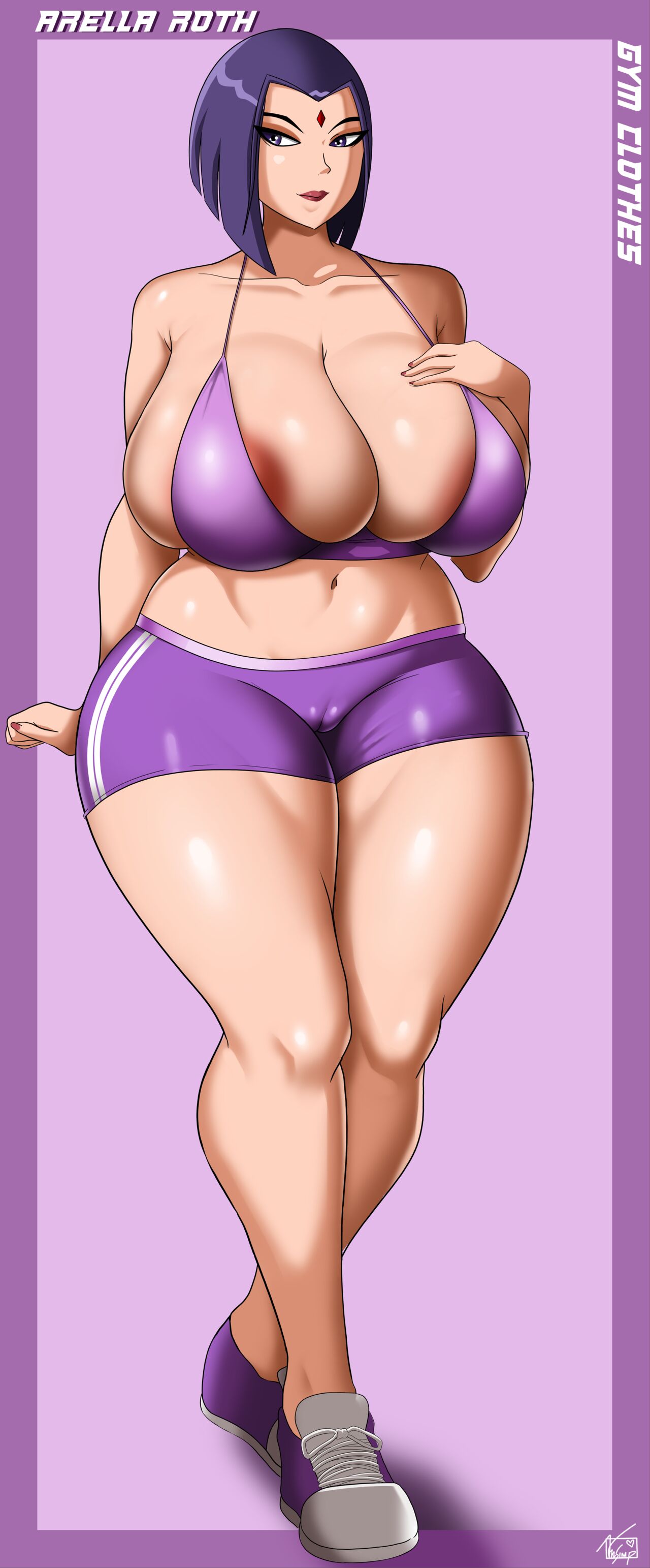 arella_roth big_ass big_breasts dc_comics dc_comics hourglass_figure milf purple_eyes purple_hair teen_titans vnsimp