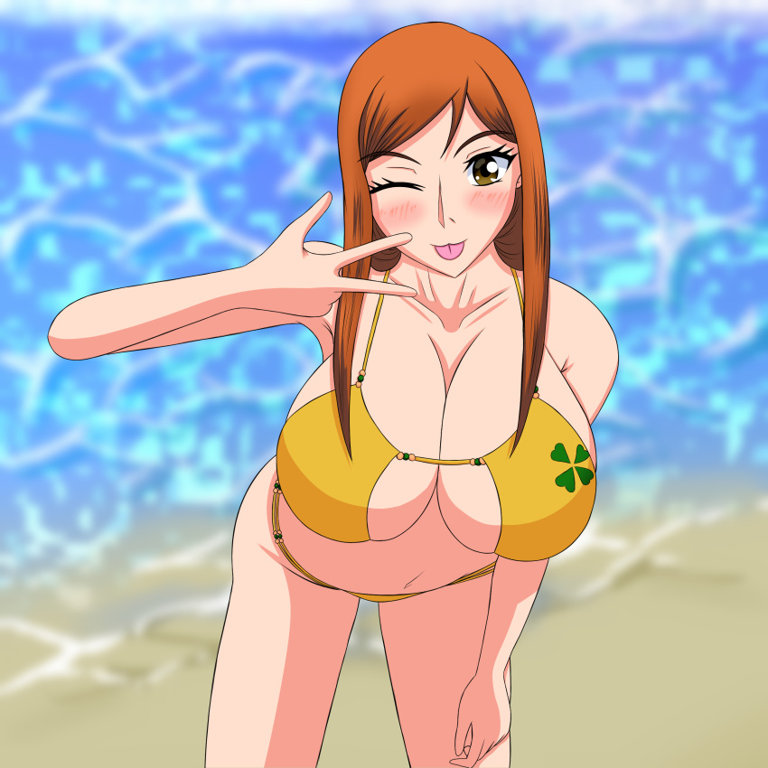 850px x 850px - Hentai Busty â€“ 1girl alluring beach big breasts bikini bleach cleavage  inoue orihime orange â€“ Hentai Busty