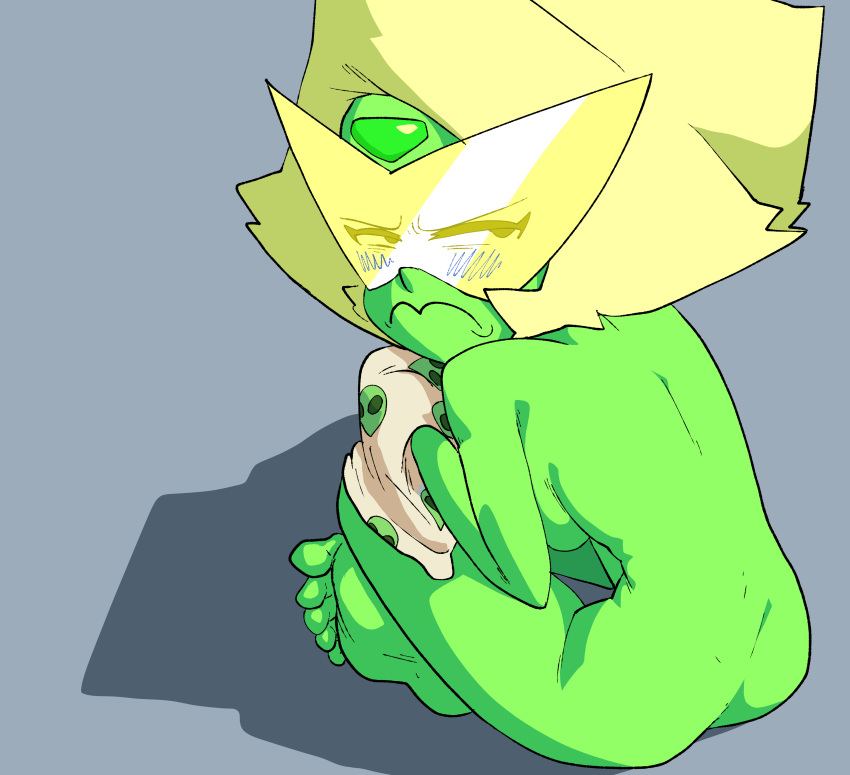 1girl 2d 5_toes alien_girl ass autism big_breasts breasts cartoon_network coolerinker feet female_only green_skin high_resolution inker_comics inkershike peridot_(steven_universe) simple_background steven_universe