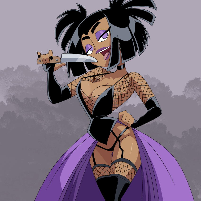 1girls big_breasts black_hair breasts cleavage clothing coolerinker danny_phantom eyeshadow goth goth_girl high_resolution hips inker_comics inkershike legs lingerie lipstick nickelodeon panties purple_eyes purple_lipstick samantha_manson solo_female twin_tails