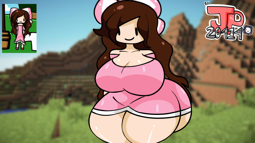 1girl big_ass big_breasts big_thighs female_only jp20414(artist) minecraft reference_image thick thick_thighs