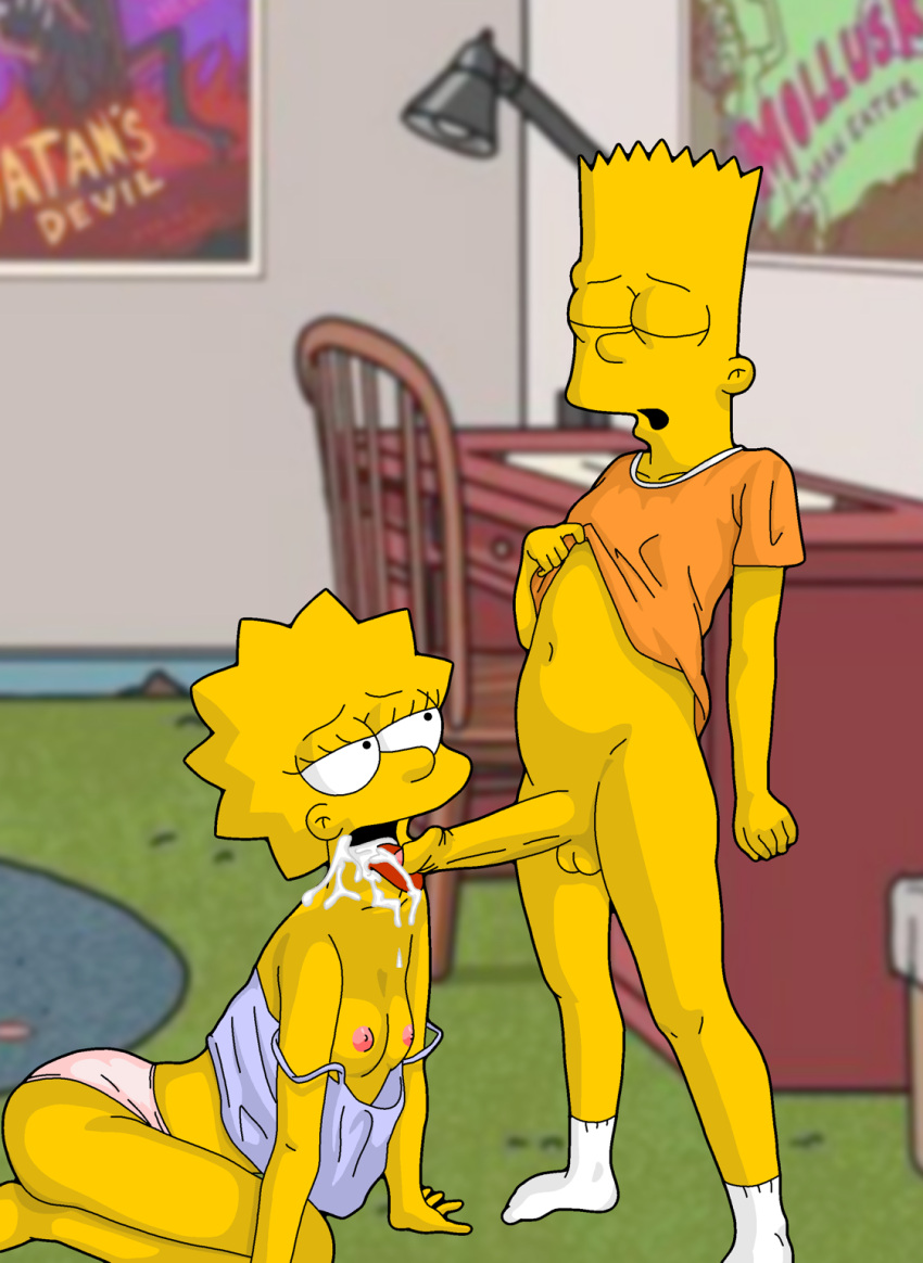 bart_simpson breasts brother_and_sister cum_in_mouth erect_penis evilweazel_(artist) huge_penis incest lisa_simpson penis_in_mouth the_simpsons