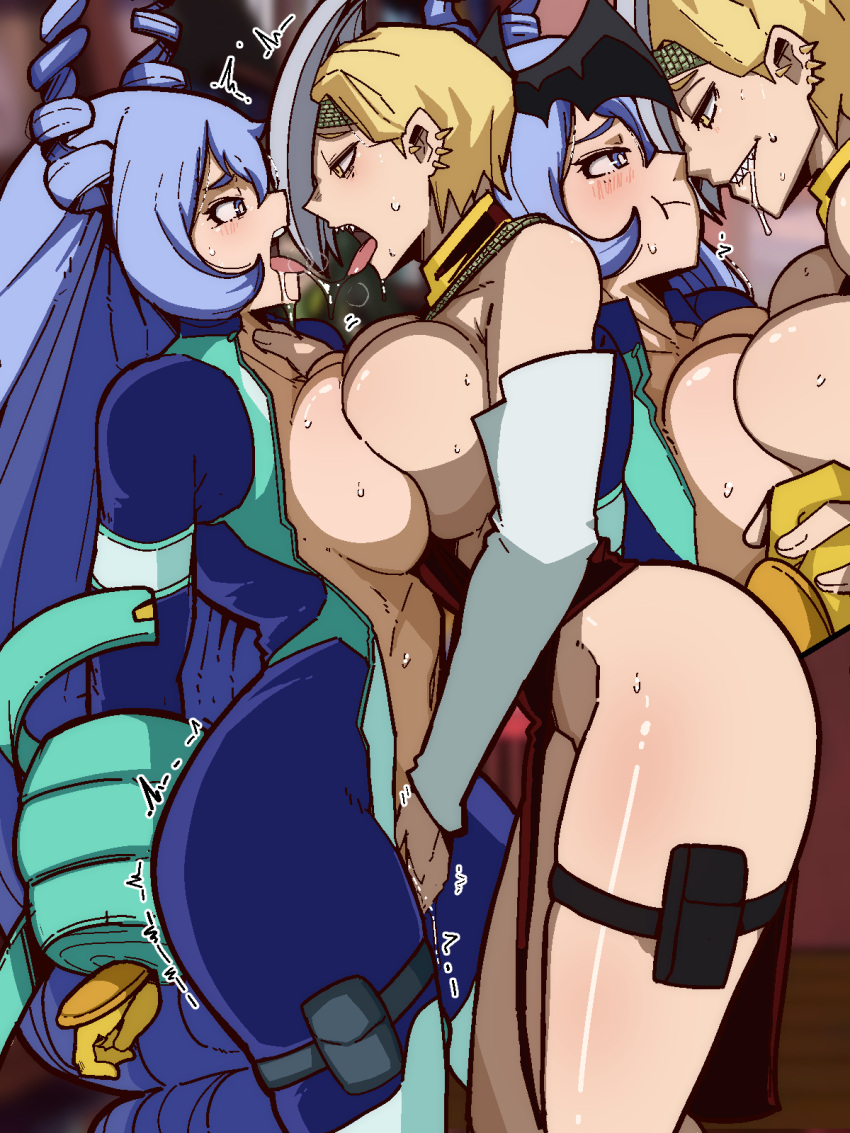 2girls adult_swim age_difference big_breasts blonde_hair bodysuit breast_to_breast breasts breasts_out clothed_sex female female_human female_only fingering hadou_nejire hadou_nejire_(hero_outfit) hand_holding hero_outfit_(mha) human implied_kiss light-skinned_female long_hair mark_gavatino masturbation multiple_girls my_hero_academia nejire_hado nejire_hado_(hero_outfit) older_female ryuukyuu saliva sex short_hair standing superhero_costume superheroine tatsuma_ryuuko teen teenage_girl toonami yuri