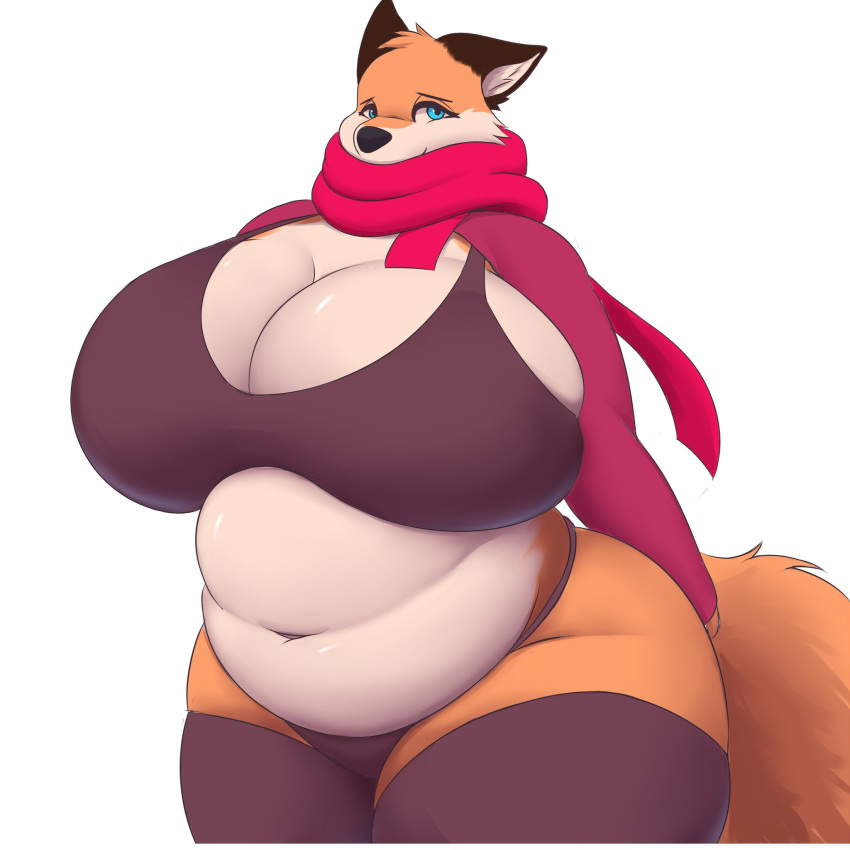 1girl big_ass big_belly big_breasts fat fat_ass fat_belly fat_breasts female fox furry plump tropicalfox_