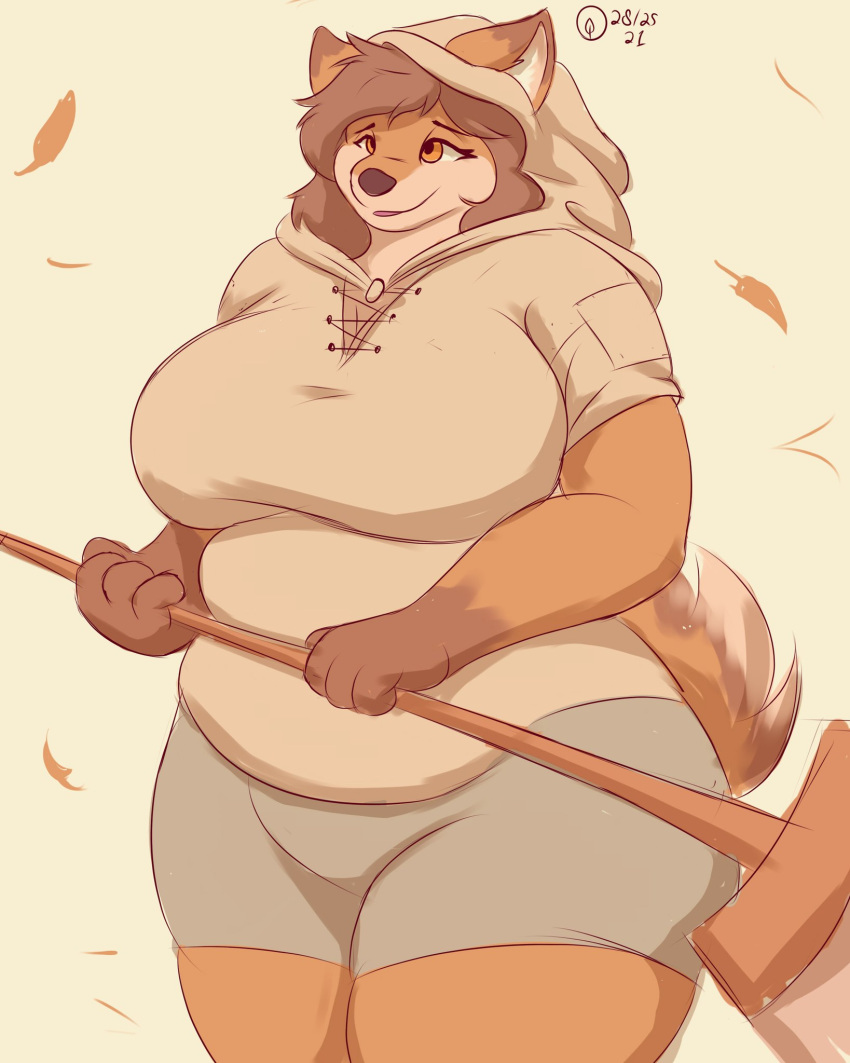 1girl big_ass big_belly big_breasts fat fat_ass fat_belly fat_breasts female fox furry plump tropicalfox_