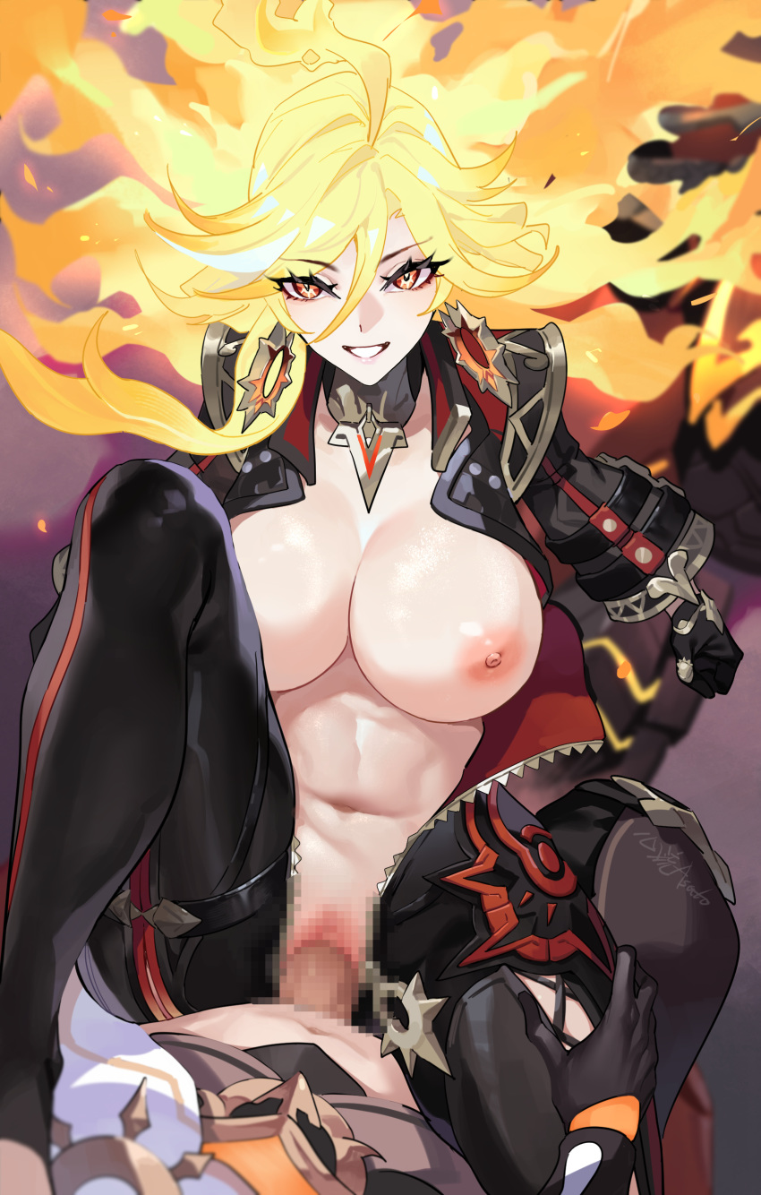 1girls artist_request ass big_breasts breasts female_only genshin_impact mavuika_(genshin_impact) nipples nude nude_female tagme