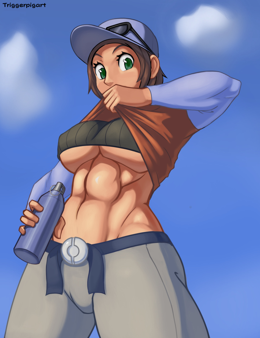 1girl 1girls abs alternate_version_available ass big_breasts breasts clothed_female clothing fit fit_female hiker_(pokemon) hiker_(pokemon_sv) muscular muscular_female nintendo npc_trainer pokemon pokemon_sv thighs triggerpigart