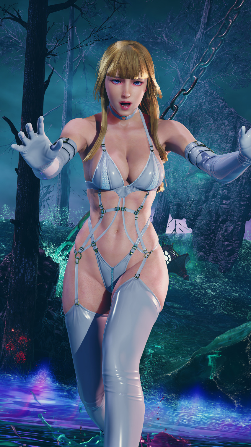 1girl 1girl 1girl 3d alluring athletic athletic_female big_breasts blonde_hair blue_eyes bra cleavage elbow_gloves emilie_de_rochefort envy15re2lm female_abs fit fit_female lingerie mod namco panties pin_up tekken tekken_7 tekken_8 tekken_tag_tournament_2 thighhigh_boots