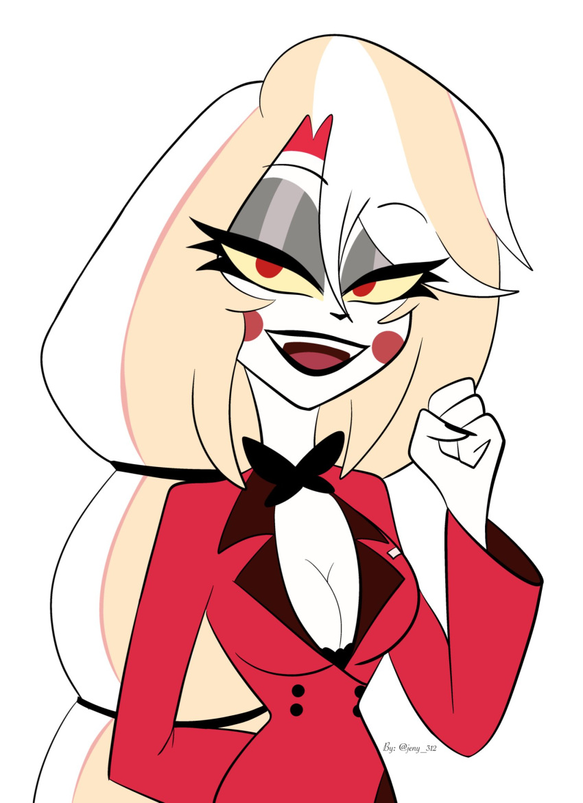 1girl 1girls beautiful bedroom_eyes big_breasts charlie_morningstar_(hazbin_hotel) cleavage hazbin_hotel jeny_312 looking_at_viewer mommy red_eyes red_pupils screencap_redraw seductive seductive_eyes seductive_smile smile smiling_at_viewer suggestive suggestive_gesture suggestive_look suggestive_pose suggestive_posing suggestive_smile vivienne_medrano vivziepop yellow_eyes yellow_sclera