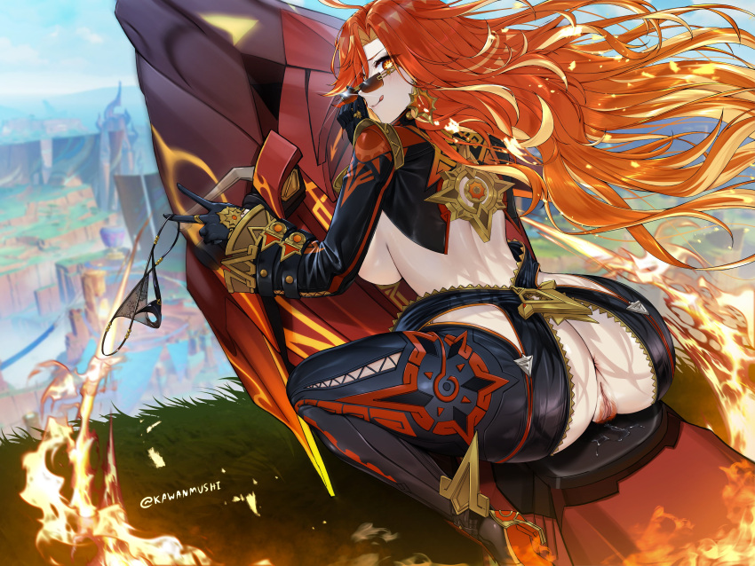 1girls artist_request ass big_breasts breasts female_only genshin_impact mavuika_(genshin_impact) nipples nude nude_female tagme