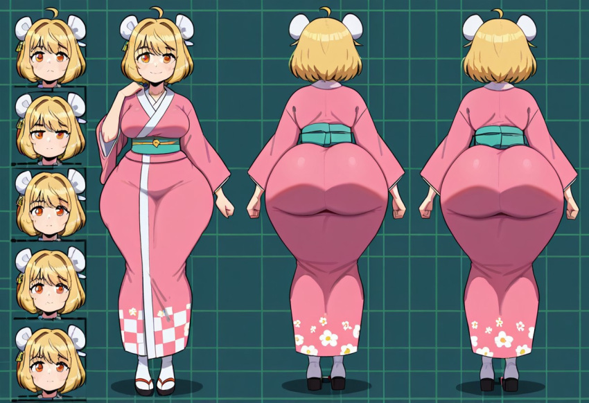 1girl ai_generated ass big_ass big_breasts breasts fundoshilover101 huge_ass kimono original original_character