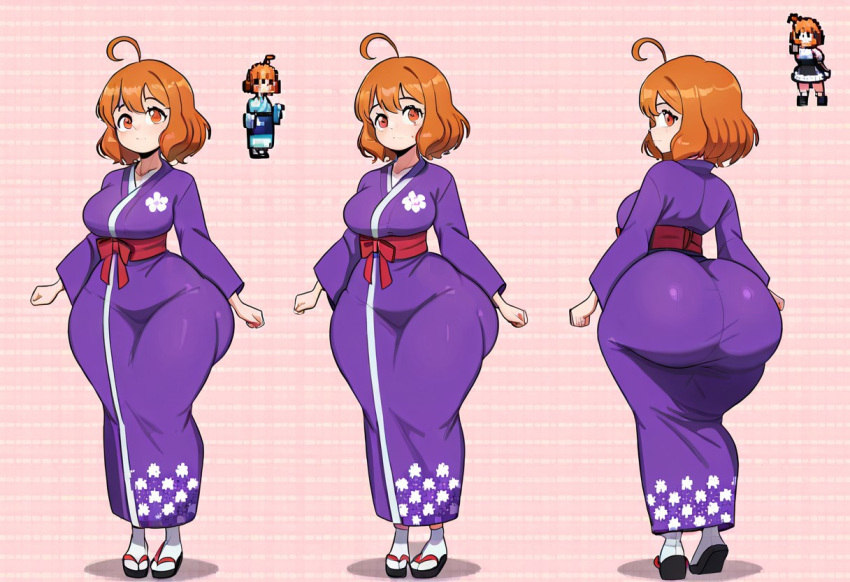 1girl ai_generated ass big_ass big_breasts breasts fundoshilover101 huge_ass kimono original original_character