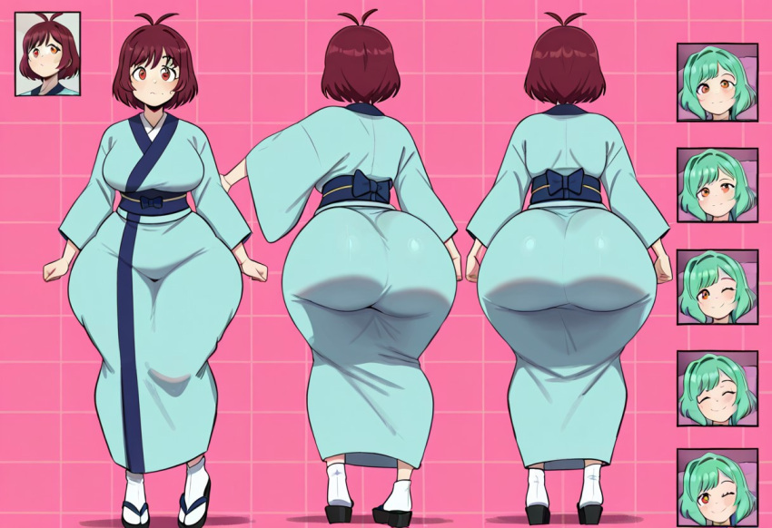 1girl ai_generated ass big_ass big_breasts breasts fundoshilover101 huge_ass kimono original original_character