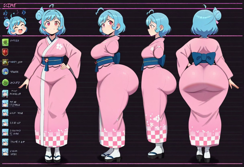 1girl ai_generated ass big_ass big_breasts breasts fundoshilover101 huge_ass kimono original original_character