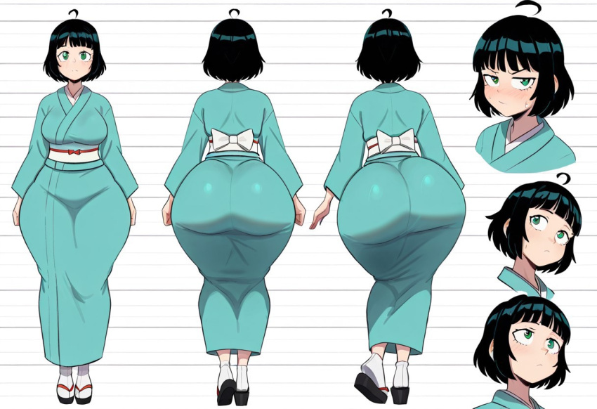 1girl ai_generated ass big_ass big_breasts breasts fundoshilover101 huge_ass kimono original original_character