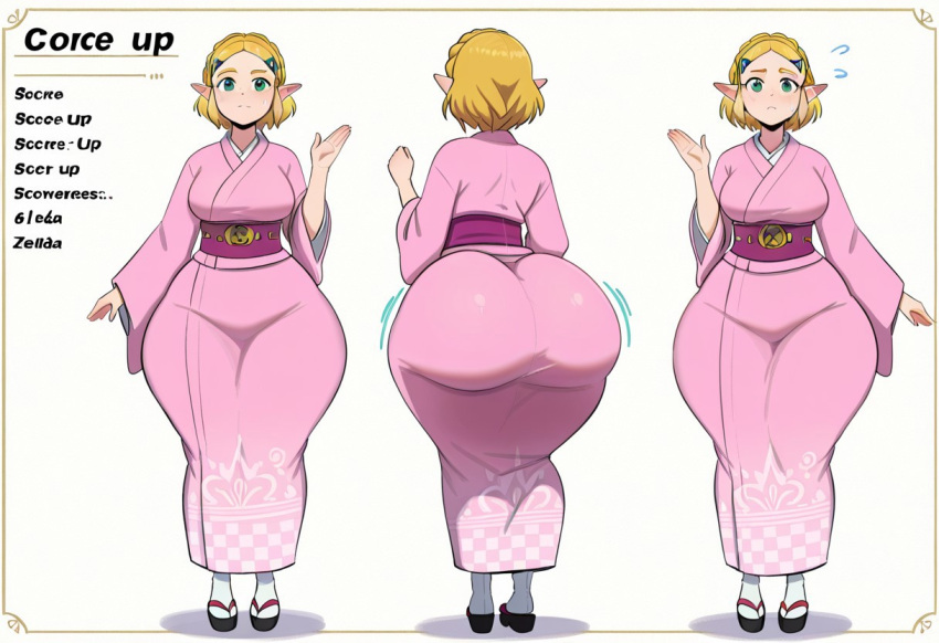 1girl ai_generated ass big_ass big_breasts breasts fundoshilover101 huge_ass kimono nintendo princess_zelda the_legend_of_zelda