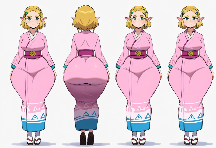 1girl ai_generated ass big_ass big_breasts breasts fundoshilover101 huge_ass kimono nintendo princess_zelda the_legend_of_zelda