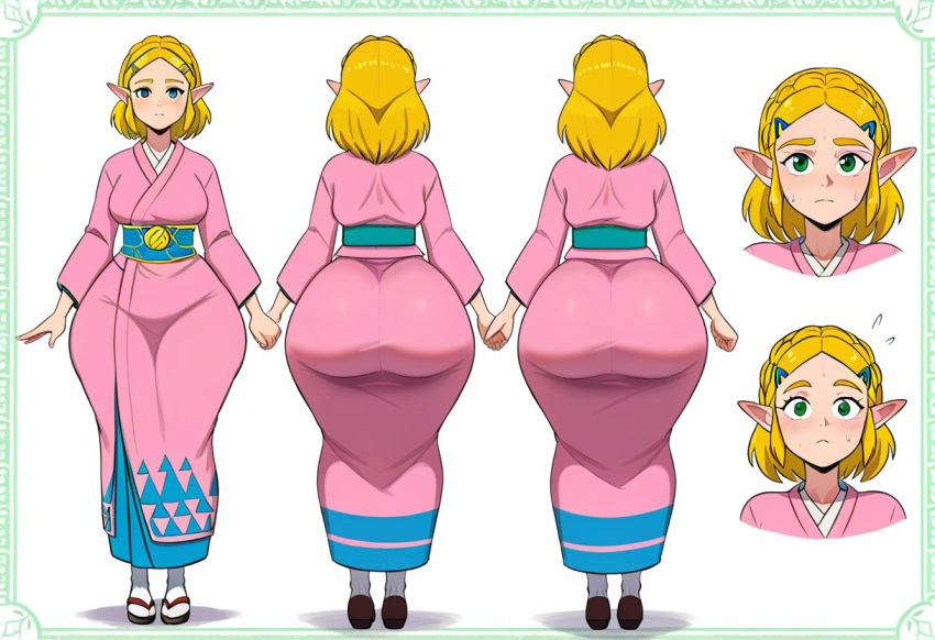 1girl ai_generated ass big_ass big_breasts breasts fundoshilover101 huge_ass kimono nintendo princess_zelda the_legend_of_zelda