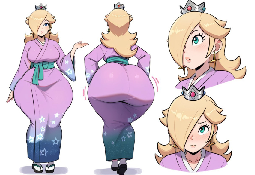 1girl ai_generated ass big_ass big_breasts breasts fundoshilover101 huge_ass kimono mario_(series) nintendo rosalina
