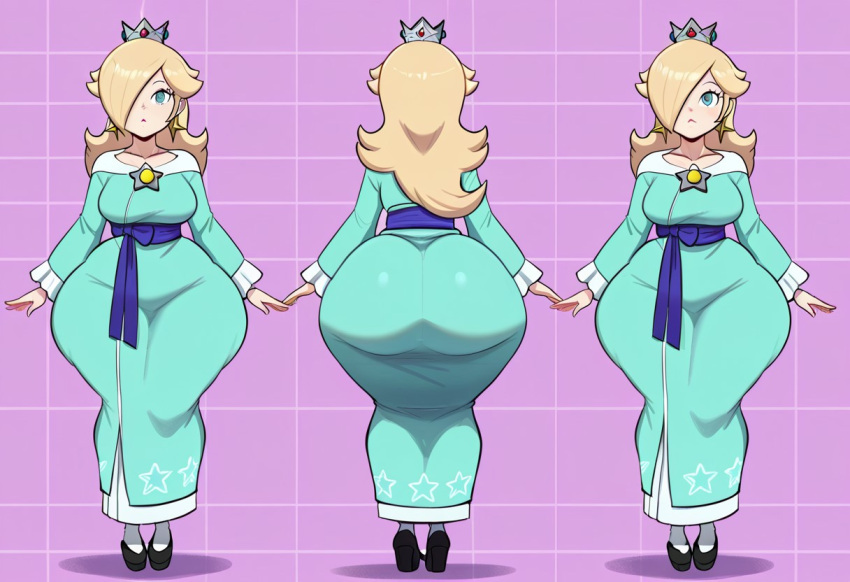 1girl ai_generated ass big_ass big_breasts breasts fundoshilover101 huge_ass kimono mario_(series) nintendo rosalina
