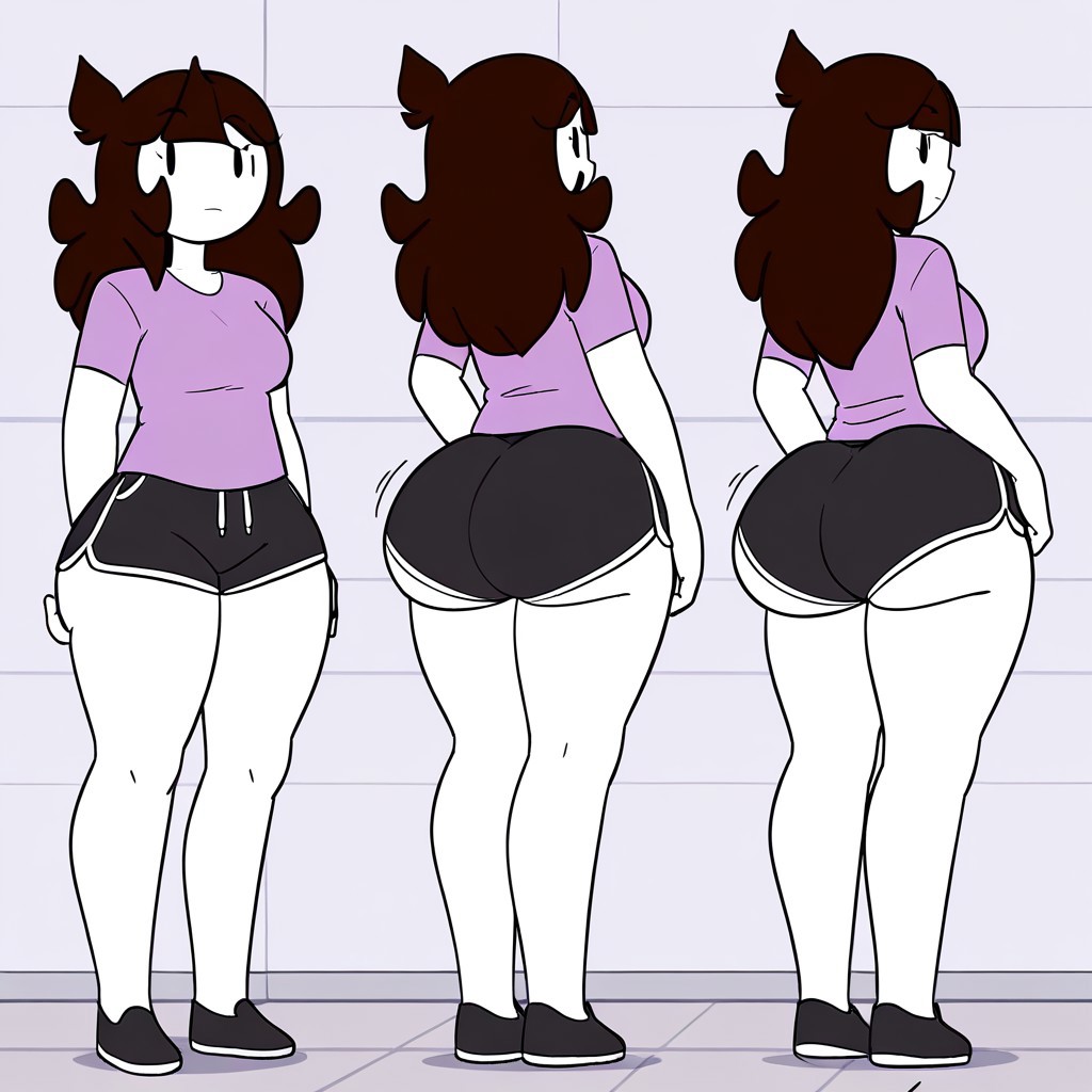 1girl ai_generated ass big_ass big_breasts booty_shorts breasts dolphin_shorts fundoshilover101 huge_ass jaiden jaiden_animations