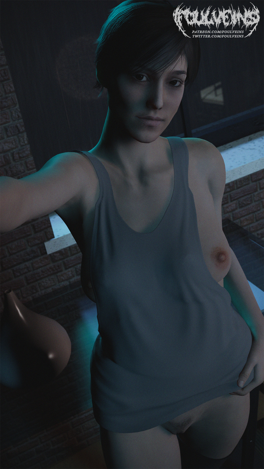 1girl 1girls 3d 3d_model big_breasts breasts brown_eyes brown_hair foulveins heavy_rain light-skinned_female light_skin madison_paige pussy selfpic