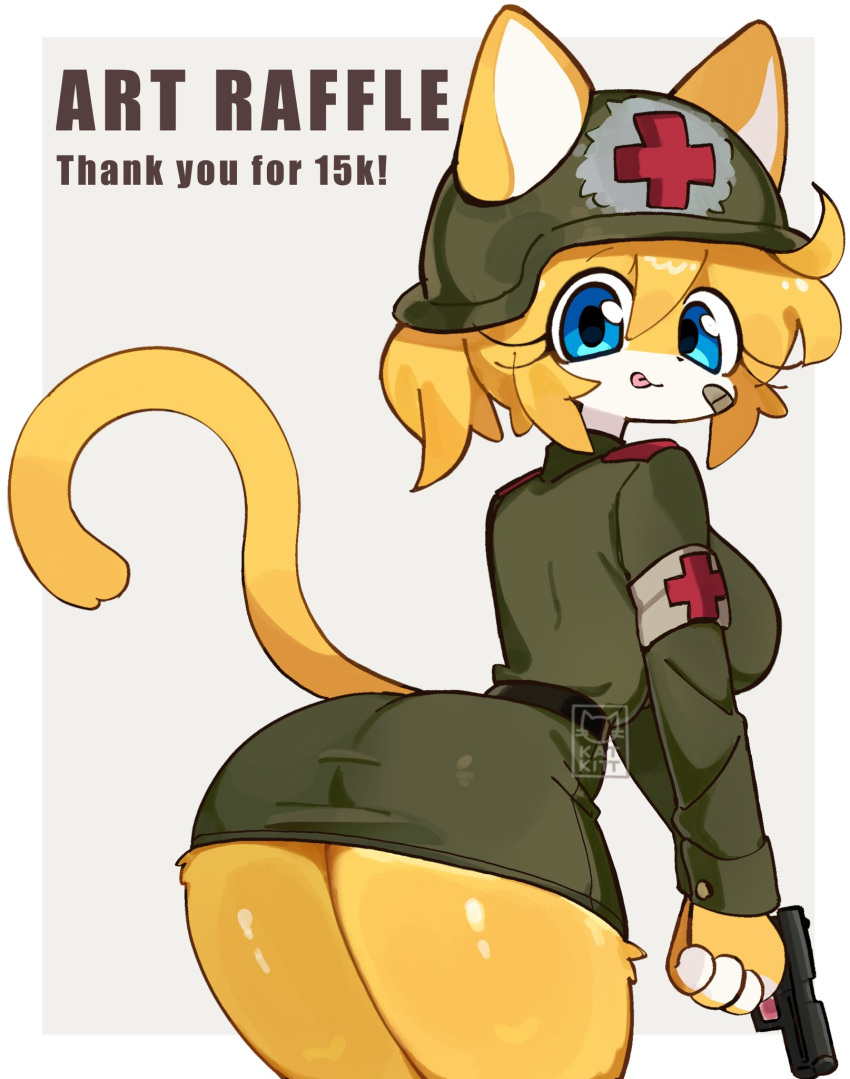 1girl big_ass big_breasts cat female furry gun kat_kitt_