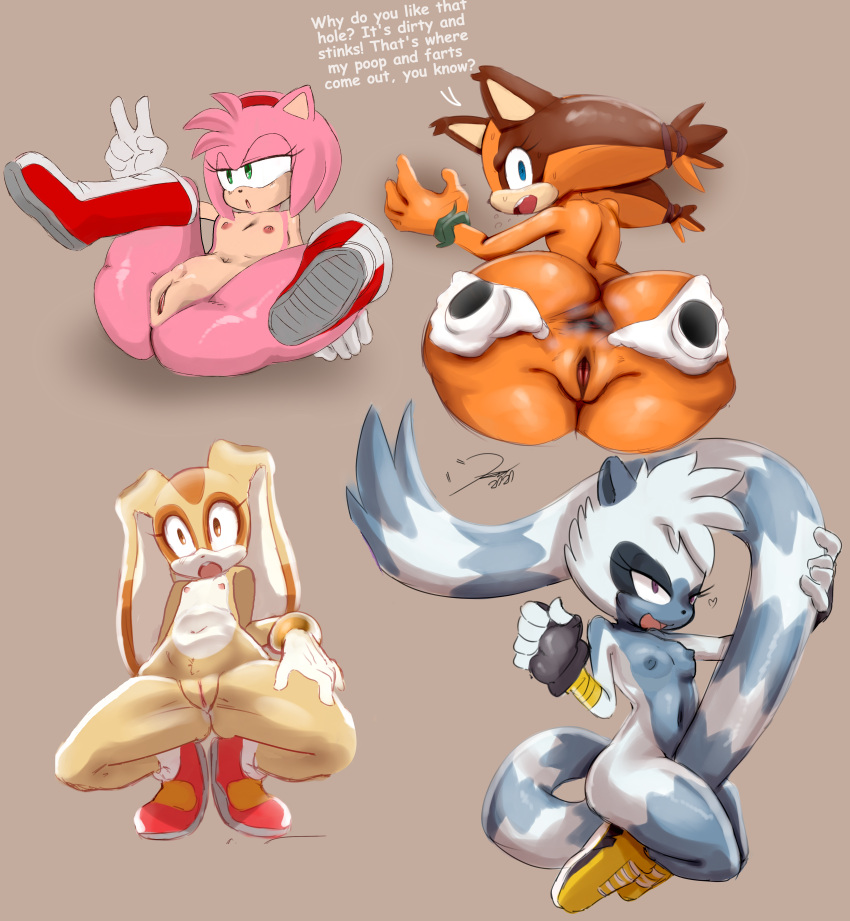 4girls absurd_res amy_rose anus armpits ass ass_focus back badger bare_back bare_hips bare_legs bent_over big_breasts blue_eyes blush boots boots_only bottomless bracelet breasts brown_anus brown_eyes brown_fur brown_hair buttock completely_nude cream_the_rabbit dark_anus dirty_ass disembodied_hand embarrassed english_text eyelashes fang fangs furry gloves green_eyes grey_fur grey_hair groin hair_tie hairband half-closed_eyes hedgehog high_res honey_fur honey_hair huge_ass idw_publishing jaynatorburudragon jewelry jungle_girl kneel legs lemur long_ears long_tail looking_back lying masturbation multiple_girls naked_footwear nipples nude open_anus open_mouth orange_fur orange_hair peace_symbol perineum pink_fur pink_hair pointy_ears pov presenting presenting_anus presenting_ass purple_eyes pussy pussy_juice rabbit sega shoes small_breasts smelly_anus socks socks_only sonic_advance_(series) sonic_advance_2 sonic_adventure sonic_boom_(series) sonic_frontiers sonic_the_hedgehog sonic_the_hedgehog_(idw) spiked_hair spread_anus spread_ass spread_legs spread_pussy sticks_the_badger sticks_the_jungle_badger surprised sweat sweatdrop tail tangle_the_lemur teeth tomboy twin_tails two-tone_fur v