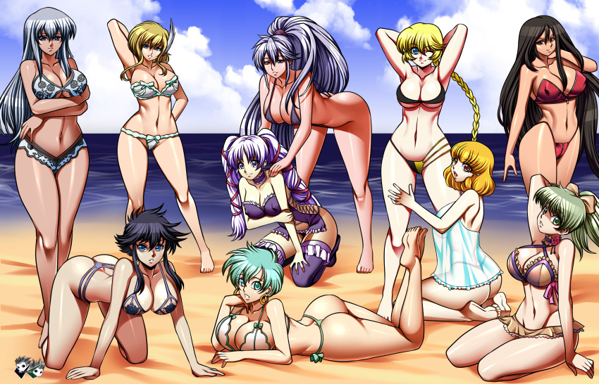 6+girls absurd_res all_fours alluring altena_(fire_emblem) aqua_eyes aqua_hair arm_behind_head arms_behind ass barefoot beach bent_over big_breasts bikini black_hair blonde_hair blue_eyes blue_sky boots braid cleavage cloud fee_(fire_emblem) feet female_focus fire_emblem fire_emblem:_genealogy_of_the_holy_war hair_ribbon harem head high_res huge_filesize intelligent_systems ishtar_(fire_emblem) jadenkaiba julia_(fire_emblem) kneel lana_(fire_emblem) larcei_(fire_emblem) lene_(fire_emblem) lingerie long_hair lying matching_hair/eyes multiple_girls nanna_(fire_emblem) navel negligee nintendo ocean on_stomach one_eye_closed open_mouth patty_(fire_emblem) red_bikini ribbon see-through_clothes short_hair sky sling_bikini slingshot_swimsuit standing stockings swimsuit the_pose thigh_high_boots thong tine_(fire_emblem) toes under_boob underwear white_bikini white_hair wink