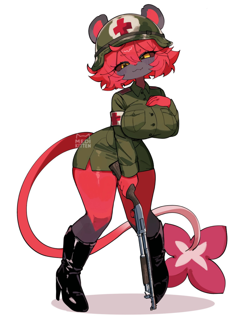 1girl big_ass big_breasts female furry gun kat_kitt_
