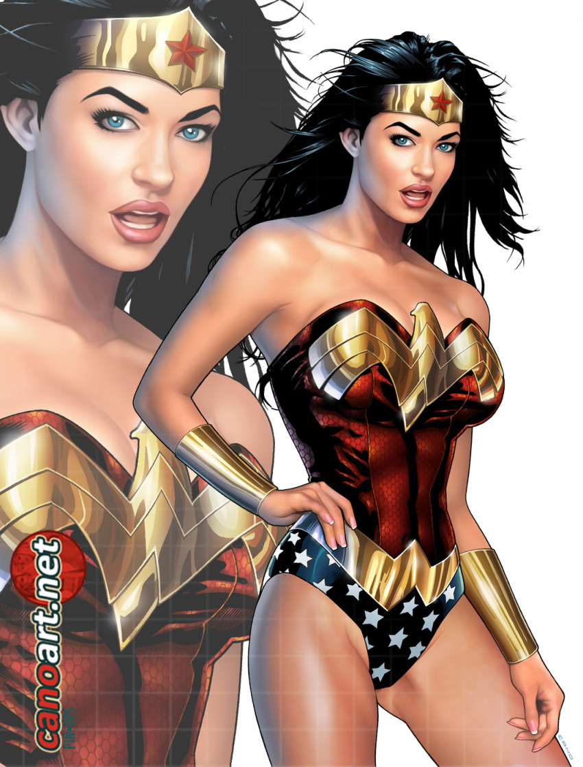 1girl amazon arm_at_side bare_arms bare_legs big_breasts black_hair black_leotard blue_eyes bracer breasts collarbone dc_comics dcau diana_prince female_only female_solo hand_on_hip heroine jocachi jocachi_(artist) justice_league justice_league_unlimited legs leotard lips lipstick long_hair looking_at_viewer makeup multicolored_clothes multicolored_leotard multiple_views nail_polish neck open_mouth pink_lipstick pink_nails red_leotard serious standing star_(symbol) star_print strapless strapless_leotard superhero_costume superheroine themysciran thighs tiara two-tone_leotard wonder_woman wonder_woman_(series) zoom_layer