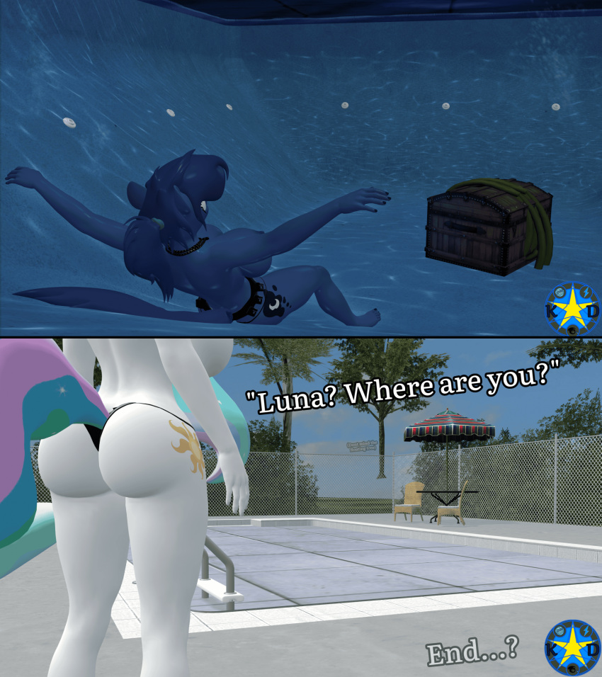 2girls aquaphilia big_ass big_breasts comic drowning female friendship_is_magic hasbro kami_dragon my_little_pony page_19 peril princess_celestia princess_celestia_(mlp) princess_luna princess_luna_(mlp) sfm source_filmmaker underwater underwater_peril