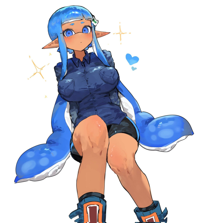 1girl 1girl 1girl big_breasts blue_hair breasts jules_(carranza) long_hair nintendo splatoon tentacle_hair togetoge