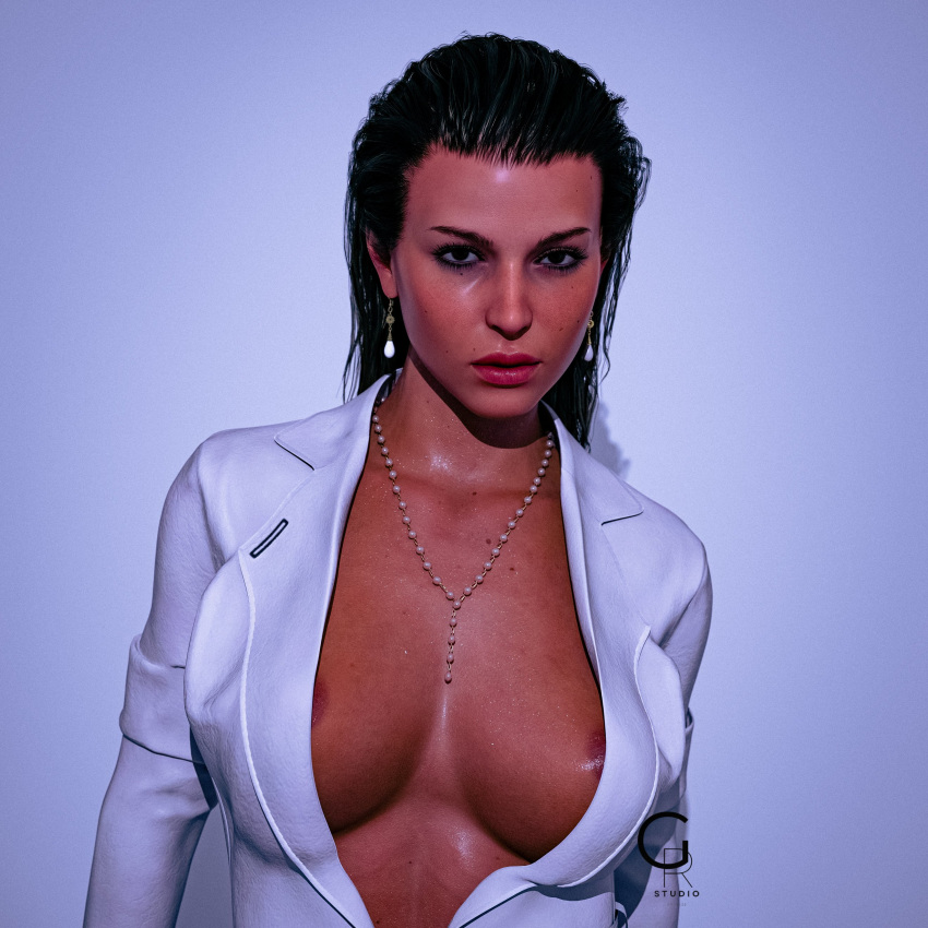 1girl 1girl 3d big_breasts breasts brown_eyes brown_hair cleavage female_focus female_only giorgio_rendering lara_croft lara_croft_(survivor) tagme tomb_raider tomb_raider_(survivor)