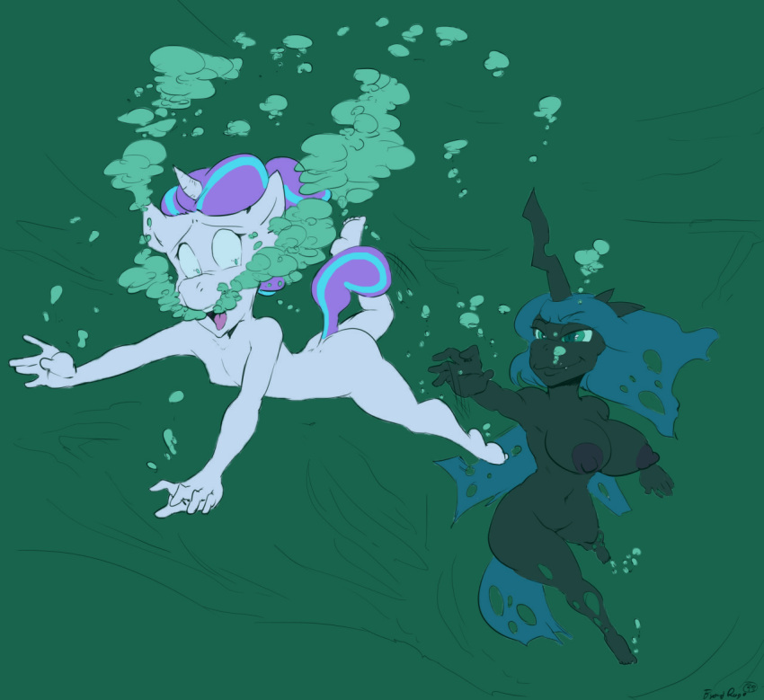 2girls air_bubble anthro anthrofied arthropod ass barefoot big_breasts breasts byondrage changeling chasing crystal_fishes cub curvy_figure daemont92 duo equid equine feet female flat_chested flurry_heart flurry_heart_(mlp) friendship_is_magic green_eyes hair hasbro horse huge_breasts long_hair mammal my_little_pony nipples nude open_mouth panicking peril pony queen_chrysalis queen_chrysalis_(mlp) rare_fish screaming signature simple_background smile swimming thick_thighs underwater voluptuous water weird_fishes wide_hips young young_anthro