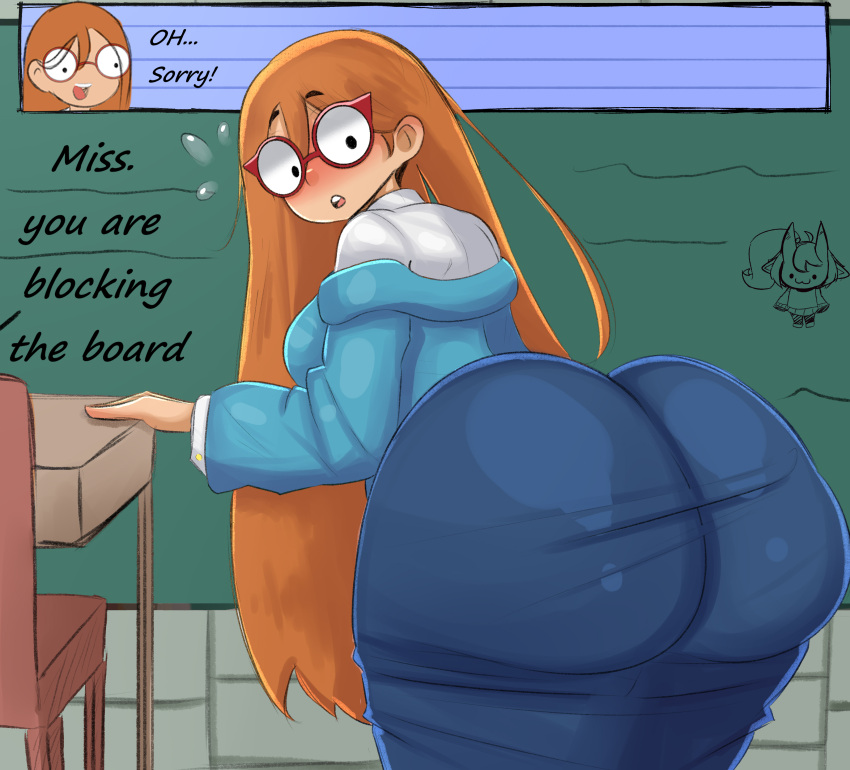 1girl 1girls ass ass big_ass big_breasts big_thighs breasts dialogue gigantic_ass gigantic_breasts gigantic_thighs glasses huge_ass huge_breasts huge_thighs kindergarten_(game) kindergarten_3 kindroseart ms._lovelett school tagme teacher text thick thick_ass thick_hips thick_legs thick_thighs thighs