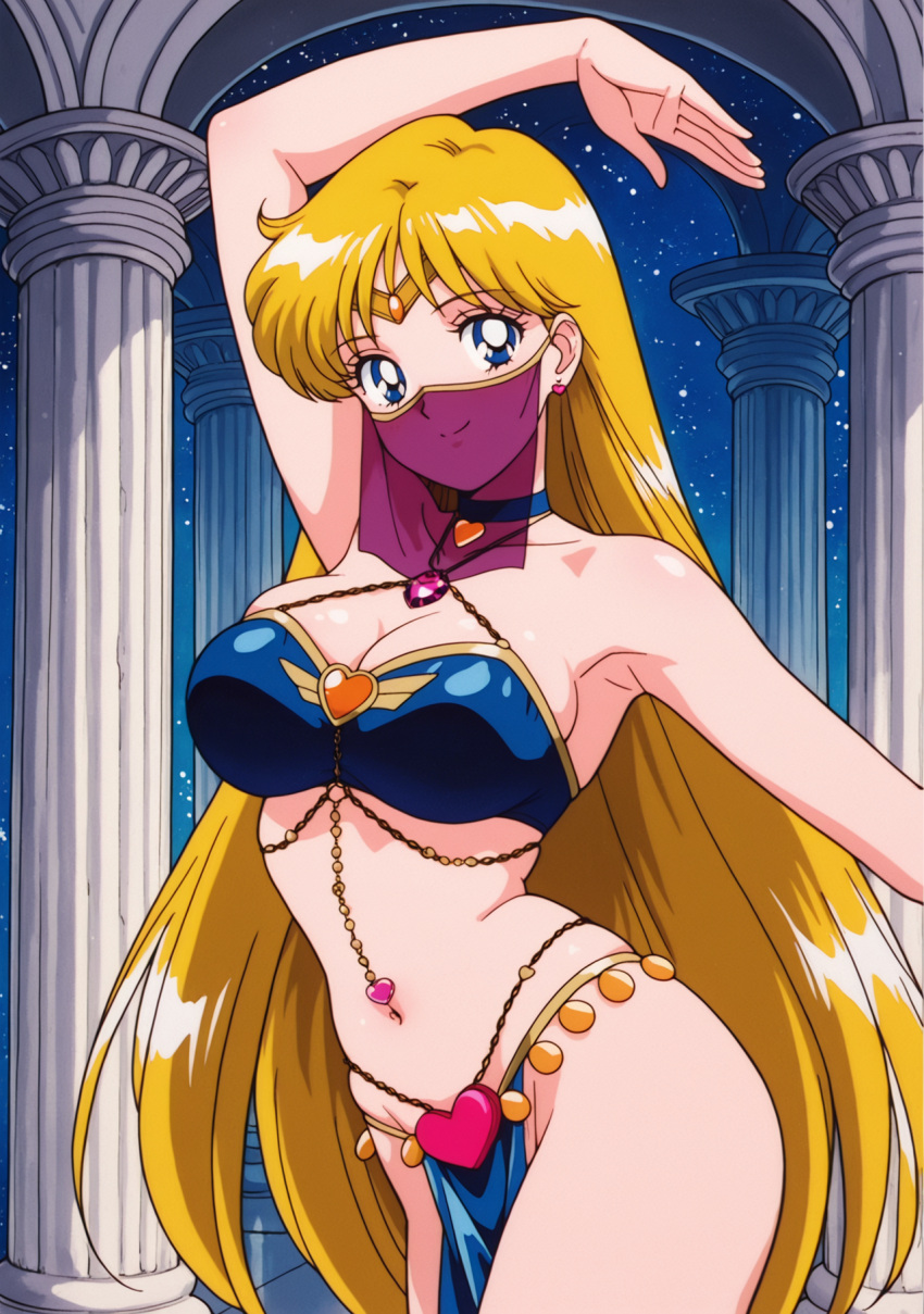 1girl accurate_art_style adult_swim alluring big_breasts bishoujo_senshi_sailor_moon bishoujo_senshi_sailor_moon_r bishoujo_senshi_sailor_moon_r_the_movie bishoujo_senshi_sailor_moon_s bishoujo_senshi_sailor_moon_s_the_movie bishoujo_senshi_sailor_moon_supers bishoujo_senshi_sailor_moon_supers_the_movie blonde_hair blue_eyes cleavage harem_outfit minako_aino nightcore_(artist) toei_animation toonami