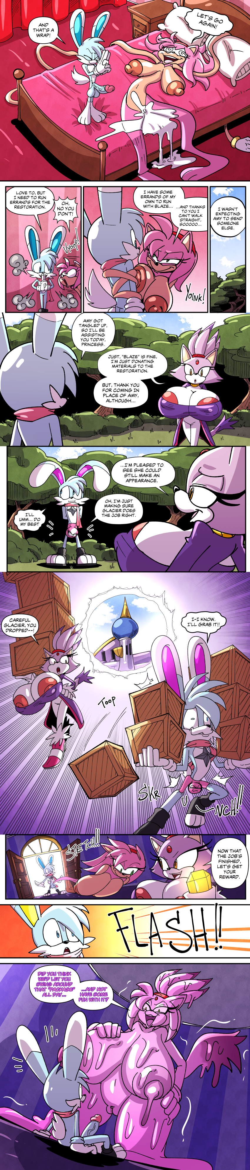 1girl amy_rose big_breasts big_penis blaze_the_cat cat comic furry fusion male ninja oc rabbit sachasketchy slime slime_girl sonic_the_hedgehog_(series) stretchy transformation