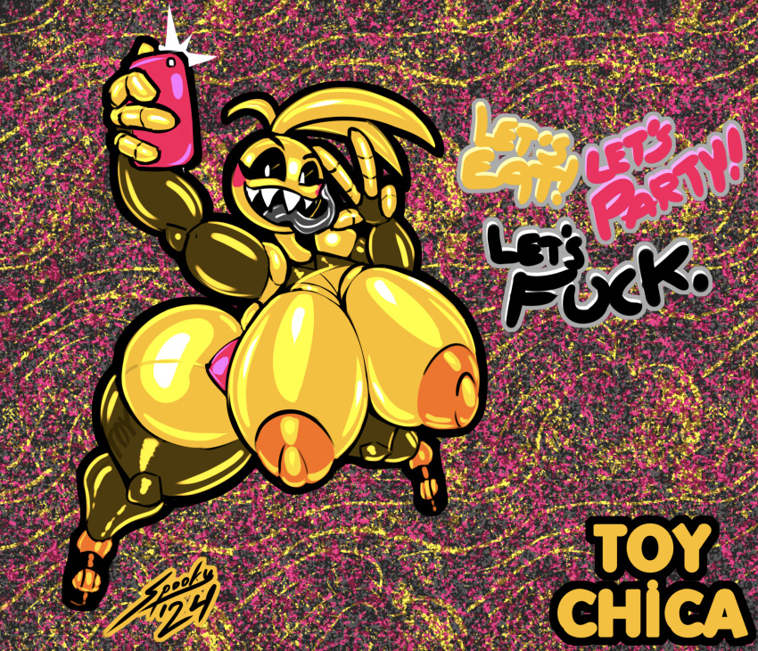 1girl 1girl 1girls animatronic big_breasts breasts breasts_out chicken five_nights_at_freddy's five_nights_at_freddy's_2 grayscalerain robot toy_chica_(fnaf)