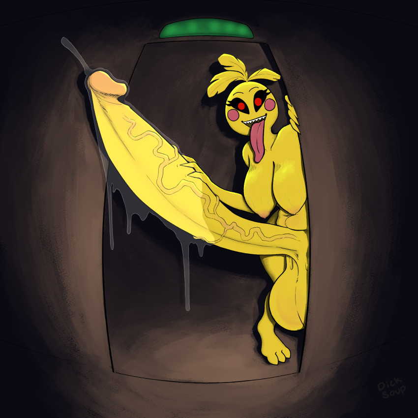 1futa 1futanari 1girl 1girl adultsoup big_balls big_breasts big_tongue covered_in_precum excessive_precum five_nights_at_freddy's five_nights_at_freddy's_2 fnaf futanari hyper hyper_balls hyper_penis long_tongue penis_covered_in_precum precum precum_drip red_eyes scottgames tongue tongue_out toy_chica_(fnaf) veiny_breasts veiny_penis