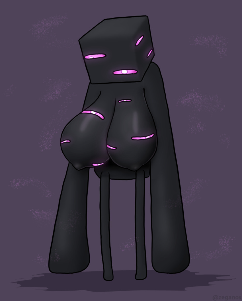 1girl 1girl 1girls big_breasts breasts breasts_out enderman enderwoman eyes_on_body eyes_on_breasts minecraft minecraft_(series) minecraft_dungeons minecraft_mob multi_eye watchling_(minecraft) zeganos