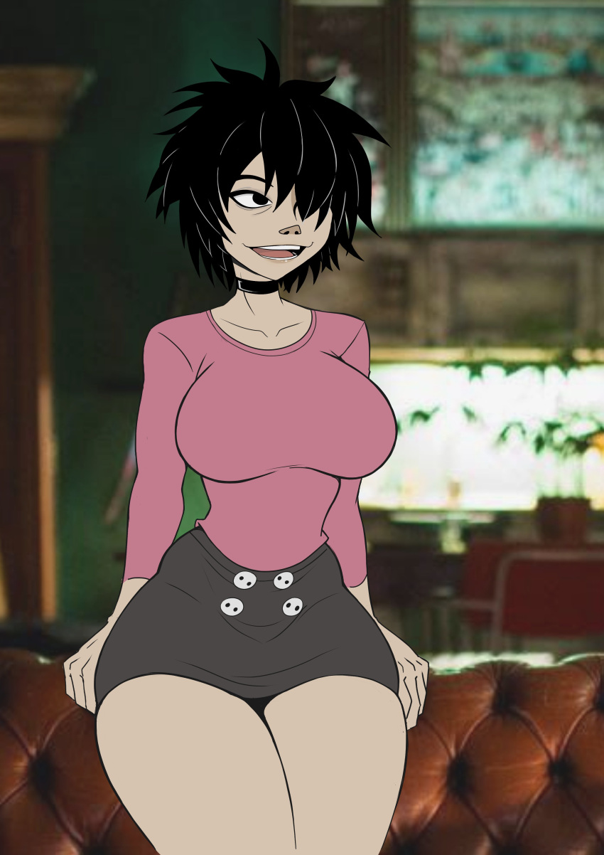 1girl absurd_res asian asian_female big_breasts breasts clothing fully_clothed gorillaz high_res human japanese japanese_female mc_vries music_(culture) noodle_(gorillaz) noodle_(jaguar) pale_skin tagme