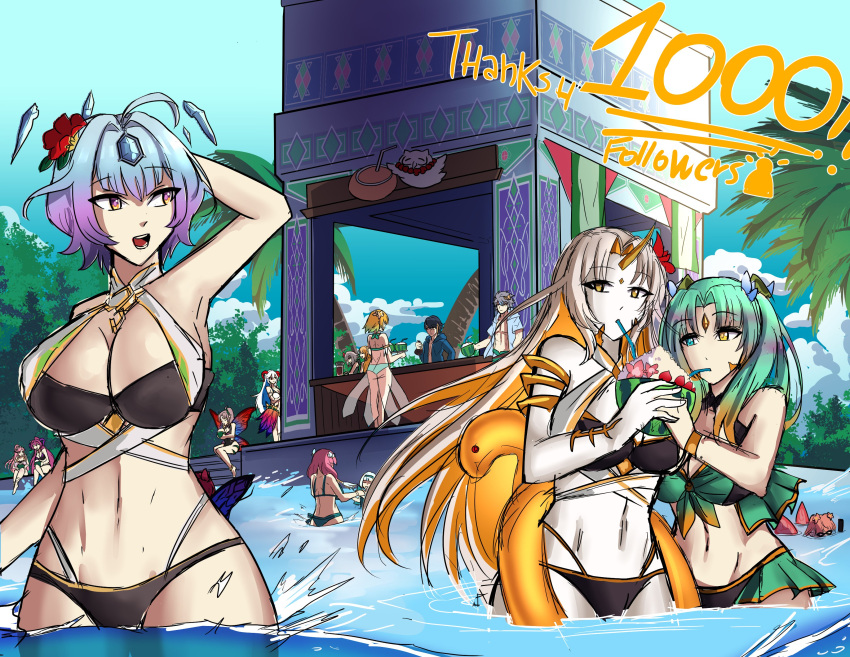 13girls 1_horn 1girl 2boys 6+girls absurd_res ahoge alfonse_(fire_emblem) alluring alternate_costume alternate_hairstyle annoyed aqua_hair arm_up arms_under_breasts ass back bag bangs bar_(place) bare_arms bare_back bare_legs bare_midriff bare_thighs big_ass big_breasts bikini black_bikini black_hair black_one-piece_swimsuit black_swimsuit blonde_hair blue_bikini blue_eyes blue_hair blue_one-piece_swimsuit blue_swimsuit bob_cut braid breasts cleavage closed_eyes colored_inner_hair crossed_arms crossed_legs diving_mask drinking_straw fairy fairy_wings feh_(fire_emblem_heroes) fire_emblem fire_emblem_awakening fire_emblem_heroes fire_emblem_warriors fjorm_(fire_emblem) flower food freyja_(fire_emblem) goddess goddesses gradient_background green_bikini green_hair green_swimsuit grey_hair gullveig_(fire_emblem) gunnthra_(fire_emblem) hair_flower hair_ornament heidr_(fire_emblem) heterochromia high_res holding_hands horns hrid_(fire_emblem) ice_cream innertube intelligent_systems legs light-skinned_female light_blue_hair light_skin long_hair looking_at_viewer looking_back ludook male mask medium_breasts midriff mirabilis_(fire_emblem) money multicolored_hair multiple_boys multiple_females multiple_girls multiple_males nerthuz_(fire_emblem) nintendo official_alternate_costume official_alternate_hairstyle olivia_(fire_emblem) one-piece_swimsuit open_mouth orange_hair outside pale-skinned_female pale_skin palm_tree partially_submerged pelvic_curtain pink_eyes pink_hair plumeria_(fire_emblem) pointy_ears ponytail pool purple_hair red_eyes see-through seidr_(fire_emblem) sharena_(fire_emblem) shirt short_hair short_sleeves sidelocks sitting smile snorkel stomach swim_ring swim_trunks swimsuit thighs tree triandra_(fire_emblem) twin_tails two-tone_hair veronica_(fire_emblem) very_long_hair watermelon white_bikini white_hair white_swimsuit wings yellow_bikini yellow_eyes yellow_hair yellow_horns yellow_swimsuit ylgr_(fire_emblem)