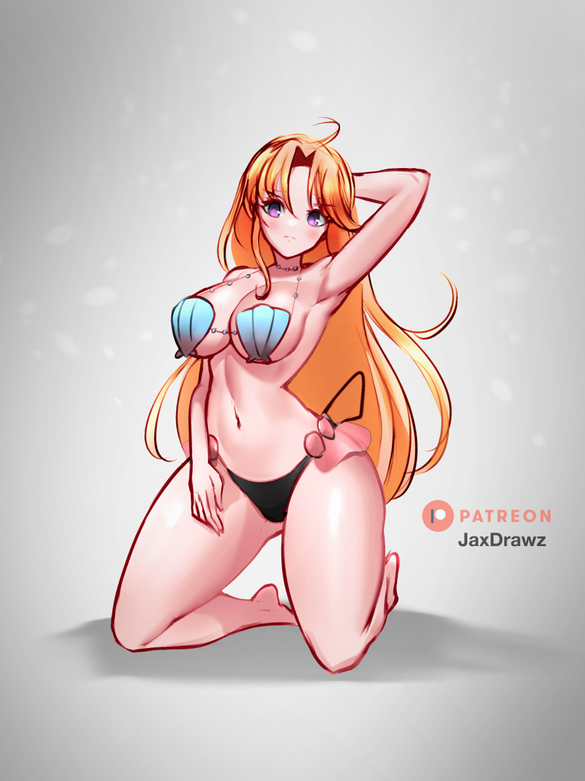 1girl 1girl 1girl alluring alternate_costume big_breasts blonde_hair clarisse_(fire_emblem) commisioner_upload commission corrin_(fire_emblem)_(cosplay) cosplay female_only fire_emblem fire_emblem:_mystery_of_the_emblem fire_emblem_cipher intelligent_systems jaxartdump long_hair nintendo purple_eyes shell_bikini very_long_hair