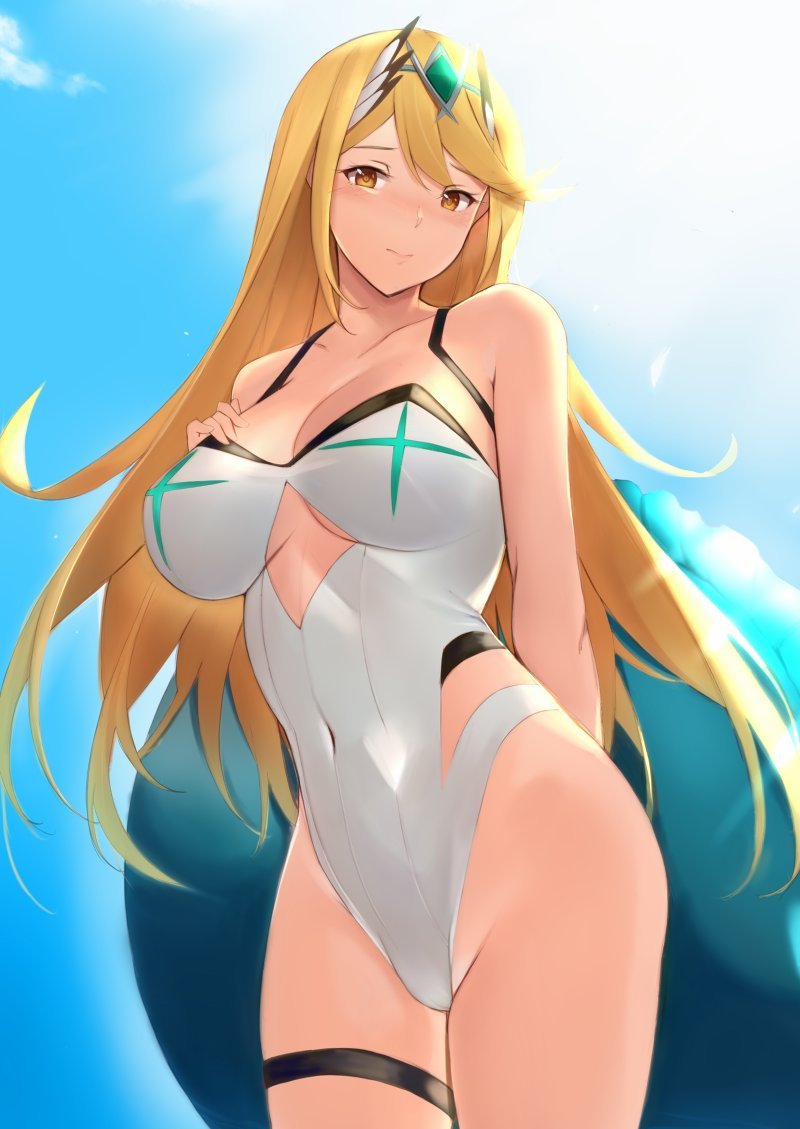 1girl 1girl 1girl 2d 2d_(artwork) 2d_artwork adult adult_female arm_behind_back bare_arms bare_chest bare_hands bare_hips bare_legs bare_shoulders bare_skin bare_thighs belly_button big_breasts big_breasts big_breasts bikini blonde-haired_female blonde_eyebrows blonde_female blonde_hair blonde_hair_female blue_sky busty_female busty_girl cleavage closed_mouth_smile clouds collarbone curvaceous curvaceous_body curvaceous_female curvaceous_figure curvaceous_hips curvy curvy_body curvy_female curvy_figure curvy_hips day daylight daytime digital digital_art digital_drawing digital_drawing_(artwork) digital_media digital_media_(artwork) exposed_arms exposed_chest exposed_hips exposed_legs exposed_shoulders exposed_skin exposed_thighs female_focus female_only fingers grin groin hair_between_eyes hair_ornament hair_ornaments hand_behind_back hand_on_breast hand_on_chest hand_on_own_breast hand_on_own_chest head_tilt high_res high_resolution hourglass_figure inframammary_fold inguinal_crease inguinal_ligament large_boobs lean_figure legs_closed legs_together light_smile long_hair looking_at_viewer looking_down looking_down_at_viewer mature mature_female mythra_(xenoblade) narrow_waist navel nervous nervous_expression nervous_face nervous_female nervous_smile nipple_bulge one-piece_bikini outdoor outside outside saisarisu shoulders shy shy_expression shy_female shy_girl shy_smile simple_background sky slender_body slender_waist slim_waist smile smiley_face smiling_at_viewer standing swimsuit swimwear thick_thighs thighs thighs_together tilted_head upper_body white_bikini white_one-piece_bikini white_swimsuit white_swimwear wide_hips xenoblade_(series) xenoblade_chronicles_2 yellow-eyed_female yellow_eyes