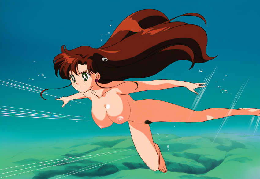 1girl accurate_art_style adult_swim alluring bare_legs big_breasts bishoujo_senshi_sailor_moon bishoujo_senshi_sailor_moon_r bishoujo_senshi_sailor_moon_r_the_movie bishoujo_senshi_sailor_moon_s bishoujo_senshi_sailor_moon_s_the_movie bishoujo_senshi_sailor_moon_supers bishoujo_senshi_sailor_moon_supers_the_movie brown_hair completely_nude_female fun_guy_(artist) green_eyes makoto_kino nude ocean pubic_hair pussy skinny_dipping swimming toei_animation toonami underwater viz_media