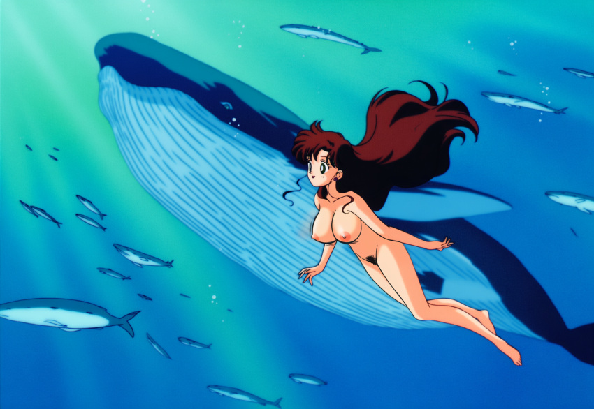 1girl accurate_art_style adult_swim alluring bare_legs big_breasts bishoujo_senshi_sailor_moon bishoujo_senshi_sailor_moon_r bishoujo_senshi_sailor_moon_r_the_movie bishoujo_senshi_sailor_moon_s bishoujo_senshi_sailor_moon_s_the_movie bishoujo_senshi_sailor_moon_supers bishoujo_senshi_sailor_moon_supers_the_movie brown_hair completely_nude_female fish fun_guy_(artist) green_eyes makoto_kino nude ocean pubic_hair pussy skinny_dipping swimming toei_animation toonami underwater viz_media whale